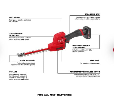 Milwaukee M12 FUEL™ 8" Hedge Trimmer Kit -- 2533-21