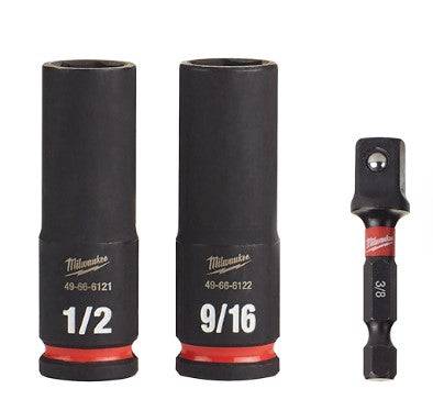Milwaukee 3PC SHOCKWAVE Impact Duty™ 3/8" Drive SAE Deep 6 Point Socket Set -- 49-66-4417