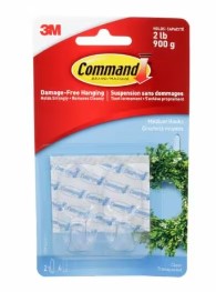 Command™ Hooks 17091CLR-C, Clear, Medium, 2 Hooks/4 Strips/Pack