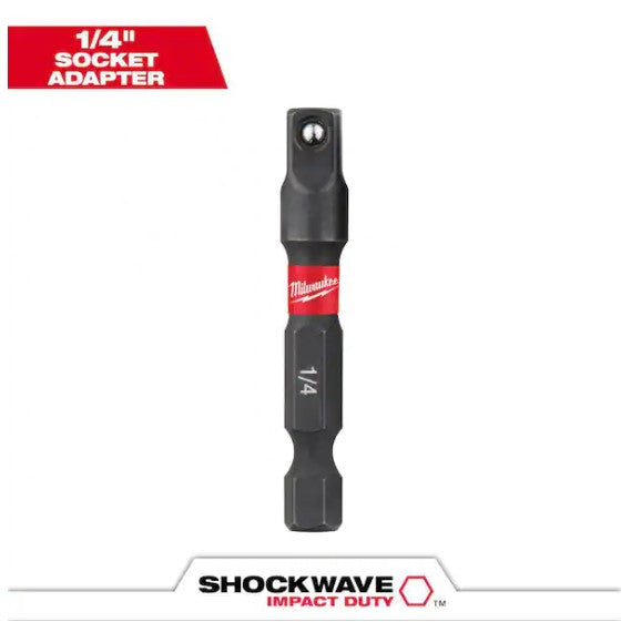 Milwaukee SHOCKWAVE Impact Duty 1/4 in. x 1/4 in. Alloy Steel Square Socket Adapter -- 48-32-5030