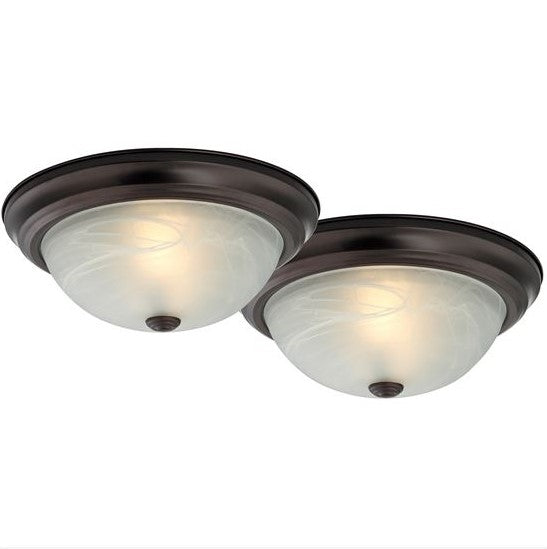 Boston Harbor Flush Mount Ceiling Fixture, 120 V, 60 W, A19 or CFL Lamp, Bronze Fixture, Pack of 2