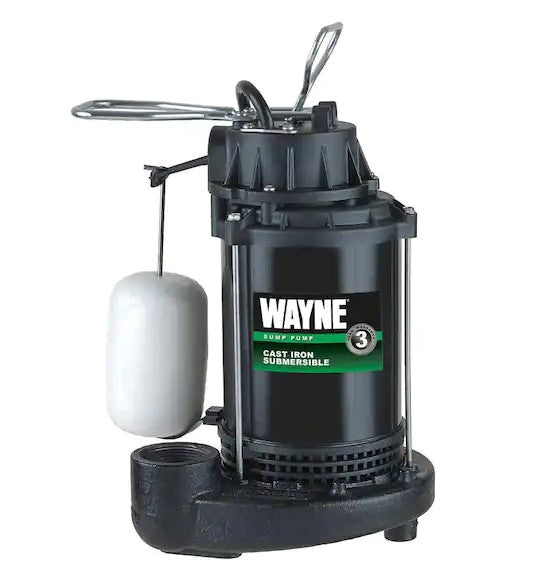 Wayne CDU800 - 1/2 HP Cast Iron Submersible Sump Pump w/ Vertical Float Switch