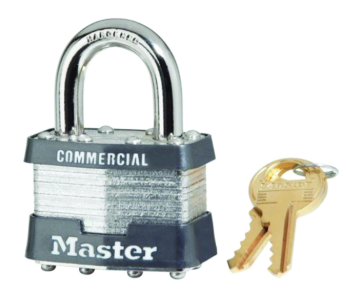 Master Lock 5KA A297 Padlock, 2 in W Body, Key No: A297, Keyed Alike Key, Open Shackle, 3/8 in Dia Shackle, Steel Body