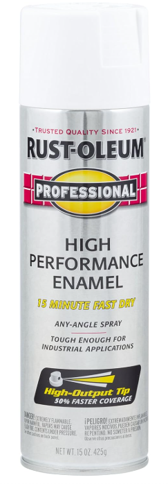Rust-Oleum 7592838 Professional High Performance Enamel Spray Paint, 15 oz, Gloss White
