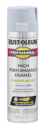 Rust-Oleum 7582838 Professional Primer Spray, 15 oz, Flat Gray
