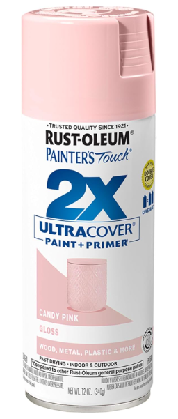 Rust-Oleum 249119 Painter's Touch 2X Ultra Cover Spray Paint, 12 oz, Gloss Candy Pink