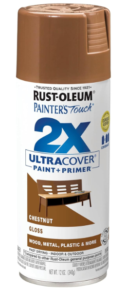Rust-Oleum 249847 Painter's Touch 2X Ultra Cover Spray Paint, 12 oz, Gloss Chestnut