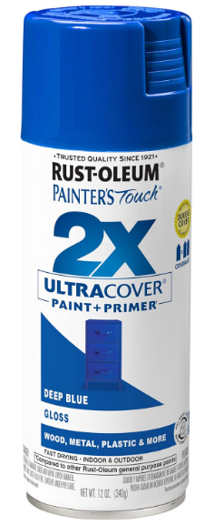 Rust-Oleum 249114 Painter's Touch 2X Ultra Cover Spray Paint, 12 oz, Gloss Deep Blue