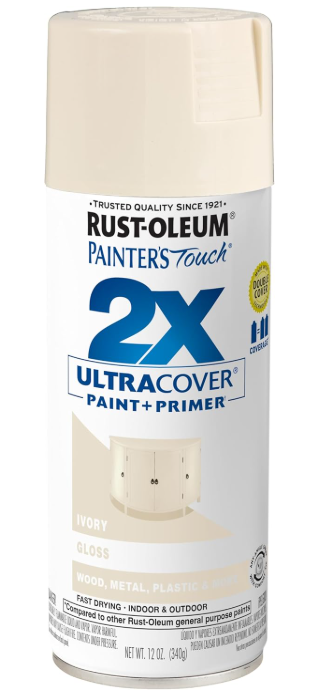 Rust-Oleum 249110 Painter's Touch 2X Ultra Cover Spray Paint, 12 oz, Gloss Ivory