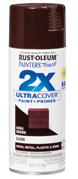 Rust-Oleum 249102 Painter's Touch 2X Ultra Cover Spray Paint, 12 oz, Gloss Kona Brown
