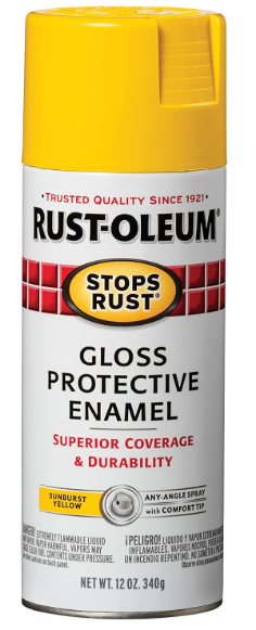 Rust-Oleum 7747830 Stops Rust Spray Paint, 12 oz, Gloss Sunburst Yellow