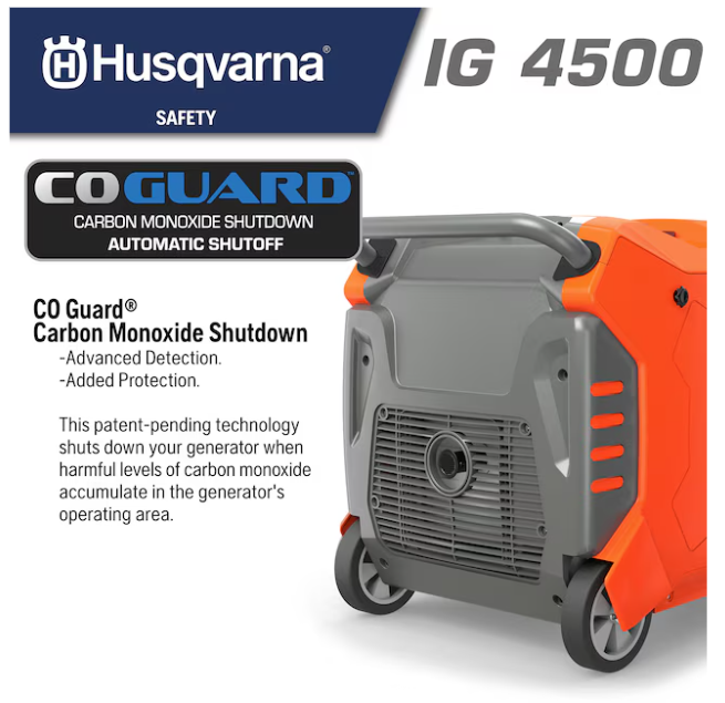 Husqvarna IG 4500 4500 Starting / 3500 Running Watt Gasoline/Liquid propane Dual Fuel Portable Generator