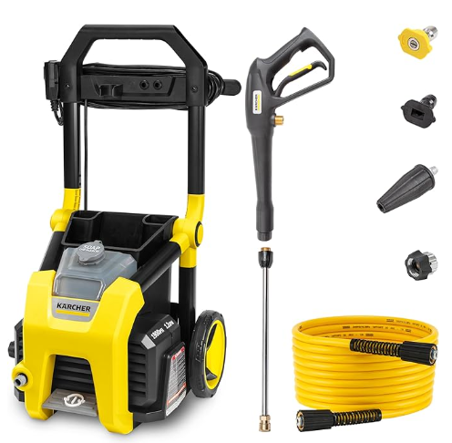 Kärcher Pressure Washer K1900PS, CETA Certified, 3 Spray Nozzles, Detergent Tank, for Cars, Driveways, Siding, Patios, 1.2 GPM