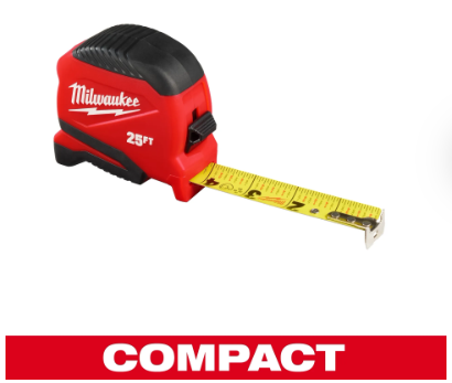 Milwaukee 25ft Compact Tape Measure -- 48-22-1725