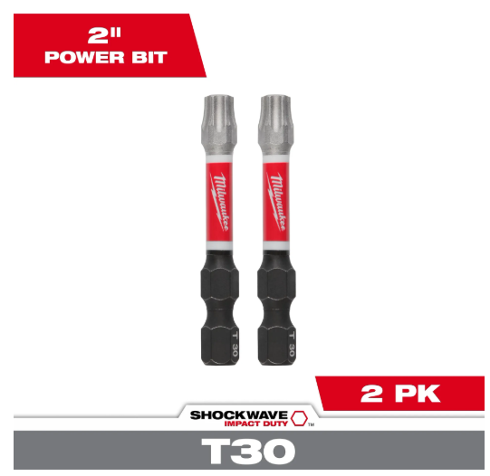 Milwaukee SHOCKWAVE™ Impact Duty 2"TORX® T30 Power Bits (2 PK) -- 48-32-4914