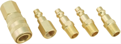 ProSource DZA019 5-Piece Hose Coupler Set, 1/4 in, MNPT, Brass, Brass