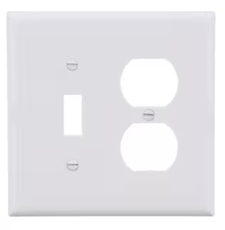 Eaton 2 -Gang Midsize Size White Polycarbonate Indoor Toggle/Duplex Wall Plate -- PJ18W