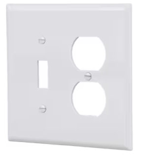 Eaton 2 -Gang Midsize Size White Polycarbonate Indoor Toggle/Duplex Wall Plate -- PJ18W