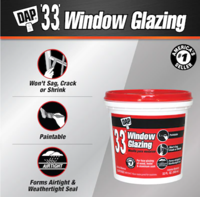 DAP 33' Window Glazing 8fl oz. -White - 1/2pint -- 12120