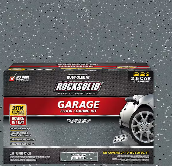 Rust-Oleum RockSolid 180 oz. Dark Gray Polycuramine 2.5 Car Garage Floor Kit