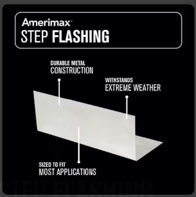 Amerimax Home Products 4 in. x 4 in. x 8 in. Mill Finish Galvanized Steel Pre-Bent Step Flashing -- 70708