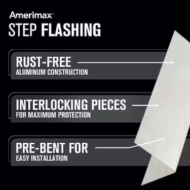 Amerimax Home Products 4 in. x 4 in. x 8 in. Mill Finish Galvanized Steel Pre-Bent Step Flashing -- 70708