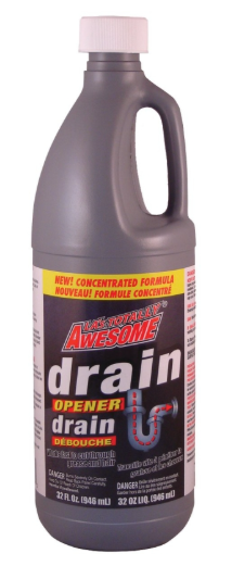 LA's TOTALLY AWESOME 216 Drain Opener, Liquid, Clear, Light Lemon, 32 oz Bottle