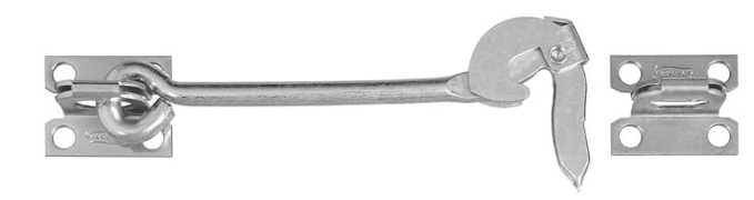 National Hardware N122-622 Safety Gate Hook 6 in Heavy Duty Metal Hook with WeatherGuard Protection Zinc-Plated Steel Automatic Locking for Gates Doors Livestock Farm Applications