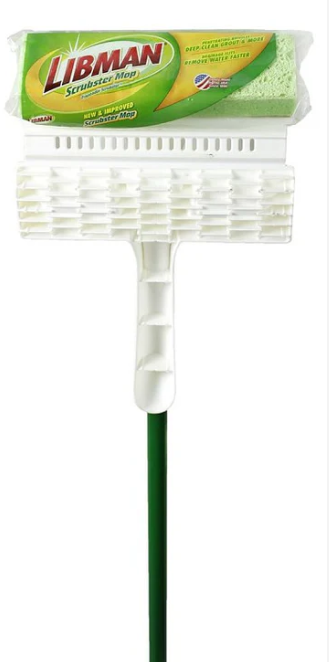 Libman Scrubster 3103 Mop, 9 in W Frame, 50.13 in OAL, Cellulose Sponge Mop Head, Green Mop Head, Quick Change