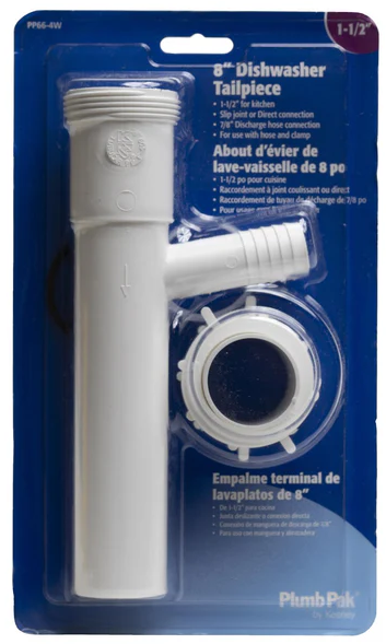 Plumb Pak PP66-4W -- 1-1/2 in. D X 8 in. L Plastic Dishwasher Branch Tailpiece