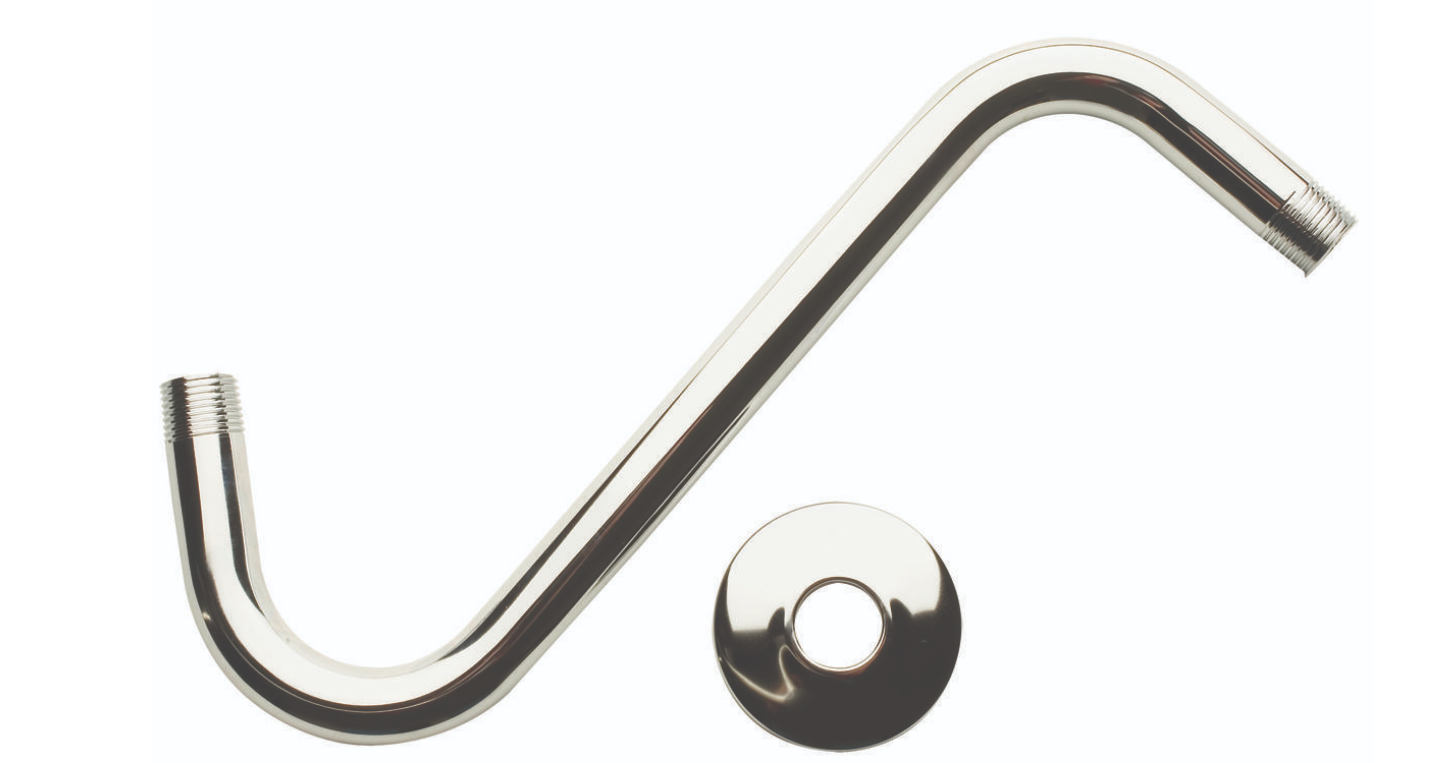 Plumb Pak PP825-19 Shower Arm with Flange, 1/2 in Connection, MIP, 8 in L, Brass, Chrome Plated, S