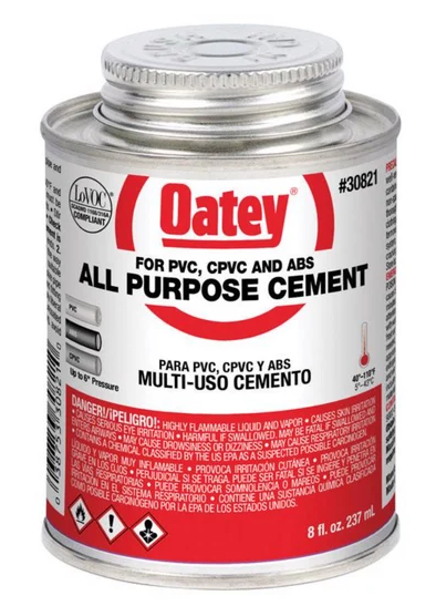 Oatey 30821 Clear All-Purpose Cement For ABS/CPVC/PVC 8 oz