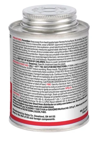 Oatey 30821 Clear All-Purpose Cement For ABS/CPVC/PVC 8 oz