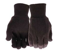 Boss B61061-S Work Gloves, Straight Thumb, Slip-On Cuff, Jersey, Brown -- Small