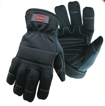 Boss 5207x Black Utility Padded Gloves, Extra Large, Windproof And Water Resistant - XLarge