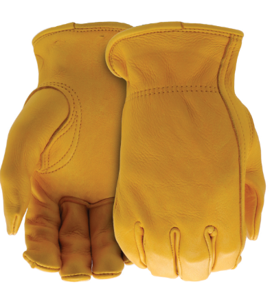 Boss B84081-XL Driver Gloves, Men's, XL, 8-3/8 to 8-3/4 in L, Keystone Thumb, Slip-On Cuff, Deerskin Leather, Gold