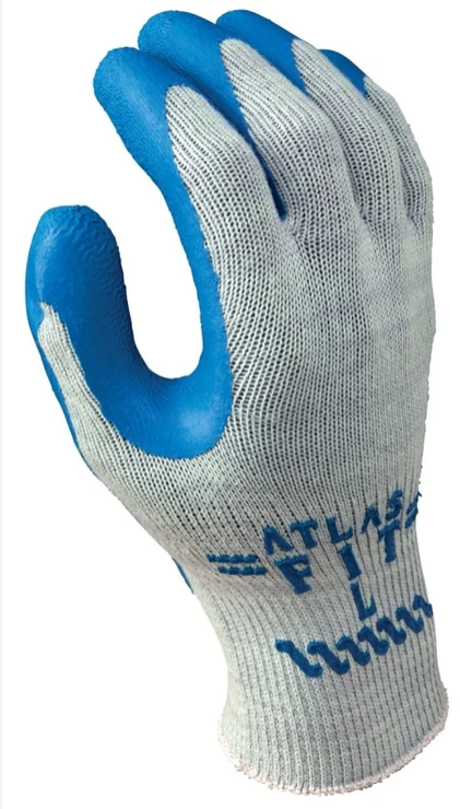 Showa 300M-08.RT Industrial Gloves, M, 240 mm L, Knit Wrist Cuff, Natural Rubber Coating, Cotton/Polyester Glove