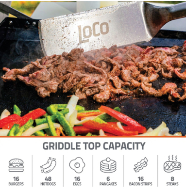 LoCo SmartTemp Series 16"Classic Griddle, Liquid Propane, 1-Burner, 265 sq-in Primary Cooking Surface, Chalk