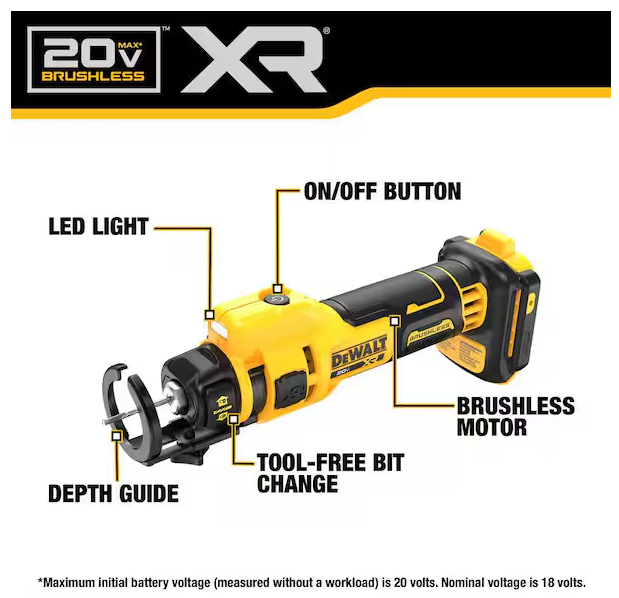 DeWalt Brushless Cordless Drywall Cut-Out Tool (Tool Only) -- DCE555B