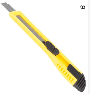 Vulcan TGE-SK11 Utility Knife, 3-1/4 in L Blade, 9 mm W Blade, Carbon Steel Blade, Ergonomic Grip Handle, Yellow Handle