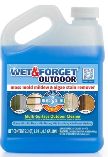 Wet & Forget 800003 Stain Remover, 0.5 gal, Liquid, Slight Almond, Blue