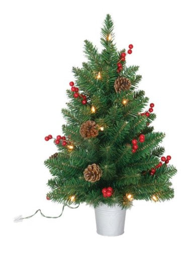 Santas Forest 49724 Tree Prelit in Bucket 24in