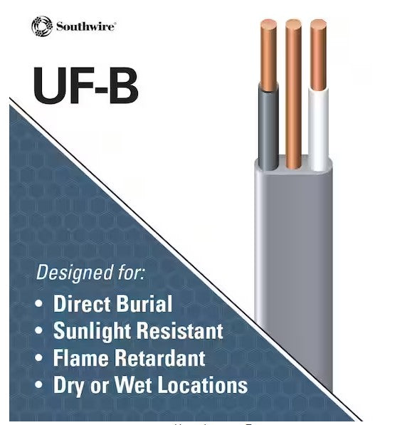 Southwire 50 ft. 12/2 Gray Solid CU UF-B W/G Wire