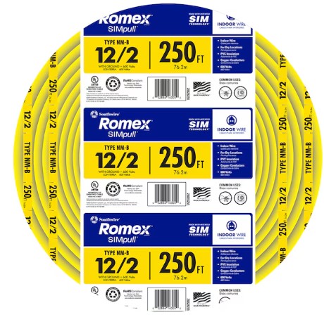 Romex 250-ft 12 / 2 / Solid Indoor CU NM-B W/G - 12/2NM-WGX250FT