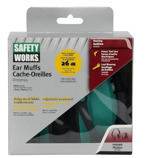 Safety Works SWX00115 Foldable earmuffs, Black/Teal