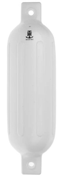 T-H Marine Ribbed Boat Fender | Premium Marine Grade PVC | Two Eye Holes for Horizontal or Vertical Deployment | 5.5" x 20", White