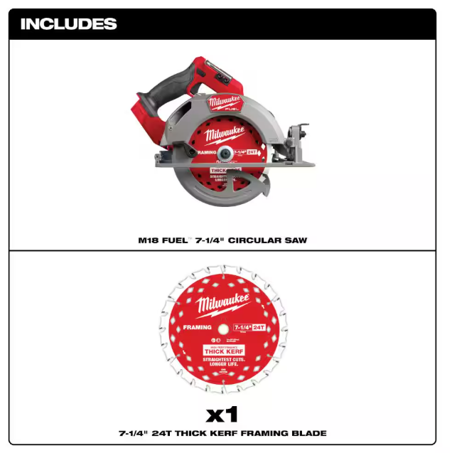 Milwaukee M18 FUEL 18V Lithium-Ion Brushless Cordless 7-1/4 in. Circular Saw (Tool-Only) - 2834-20