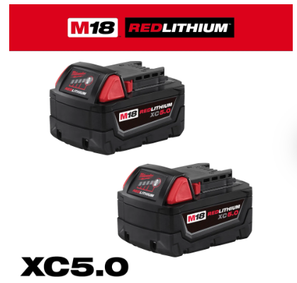 Milwaukee M18™ REDLITHIUM™ XC5.0 Extended Capacity Battery 2 Pack - 48-11-1852