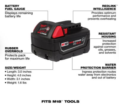 Milwaukee M18™ REDLITHIUM™ XC5.0 Extended Capacity Battery 2 Pack - 48-11-1852