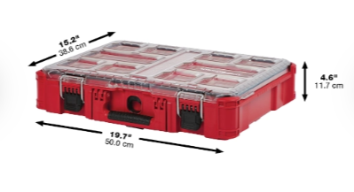 Milwaukee PACKOUT Tool Case, 10 Compartments, 19-3/4 in W x 15-1/2 in D x 4-5/8 in H, Red, Plastic - 48-22-8430
